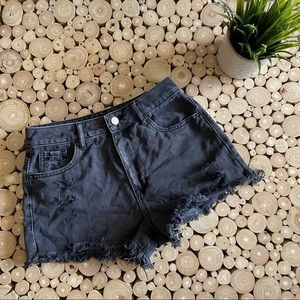 Pacsun black distressed high waisted denim festival shorts